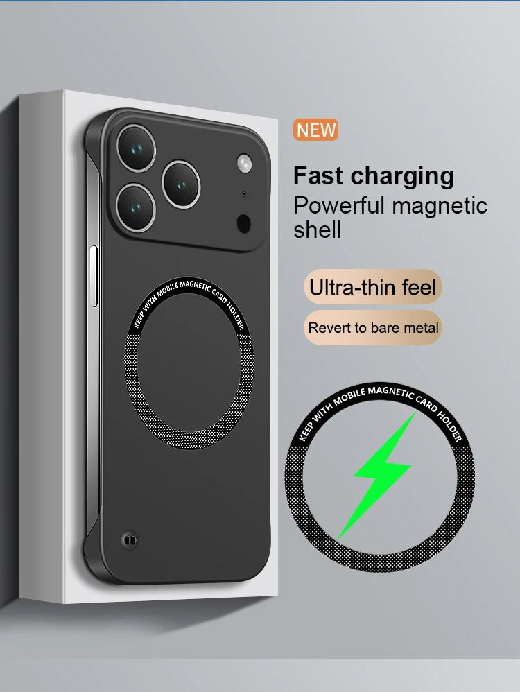 Ultra Thin Case For IPhone 17 Air 17 Pro Max Magsafe Frameless Magnetic Wireless Charging Hard PC Phone Cover