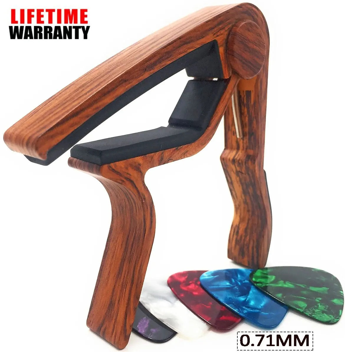 Miwayer Guitar Capo for Acoustic and Electric Guitars Rosewood Color with 5 Picks