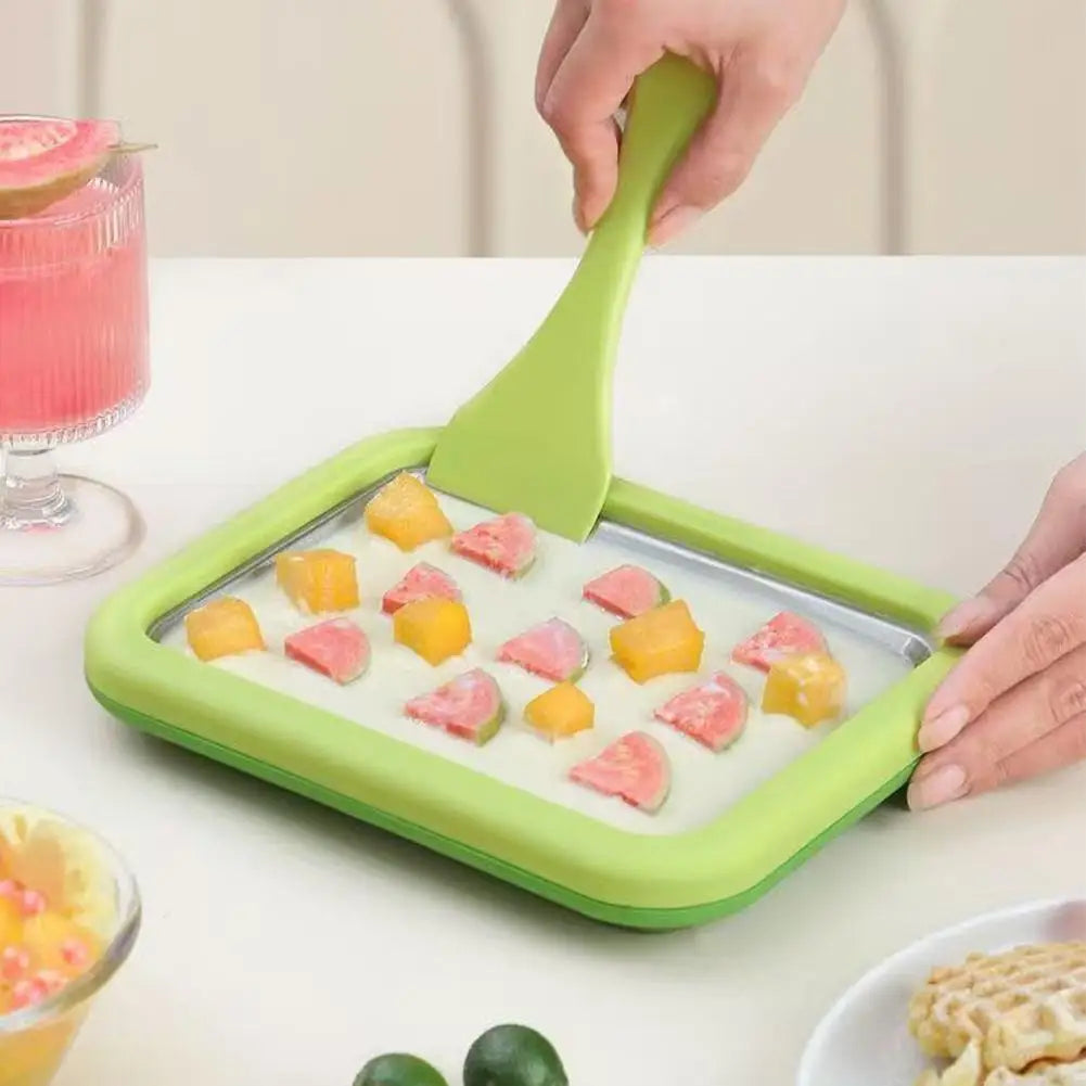 Multifunctional Rolled Ice Cream Maker - Cold Sweet Fried Ice Pan Tool DIY Household Frozen Yogurt Maker - For Homemade Dessert