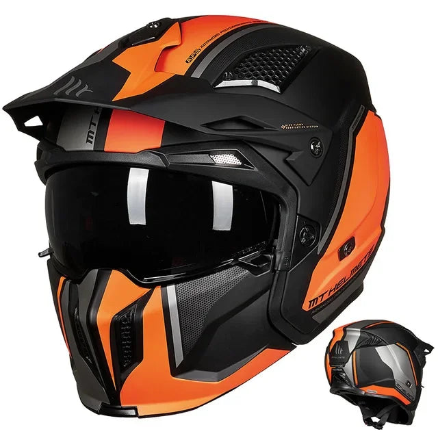 Spanish MT Streetfight Motorcycle Helmet Retro Street Fighter Combination  Four Seasons Detachable Full Face