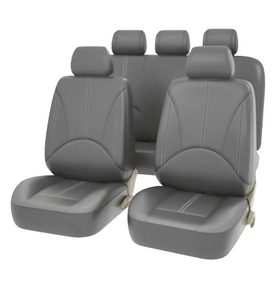 SEAMETAL Leatherette Car Seat Cover Set Breathable Auto Seat Cushion Universal Full-Wrapped Seat Cover Compatible with Airbag