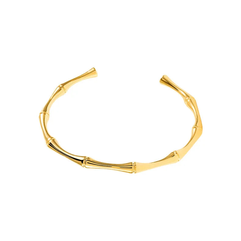 Punk Gold Color Bamboo Joint Open Cuff Bangles 2024 Trend Bracelet for Women Men Classic Charm Bracelet Couple Hand Jewelry Gift