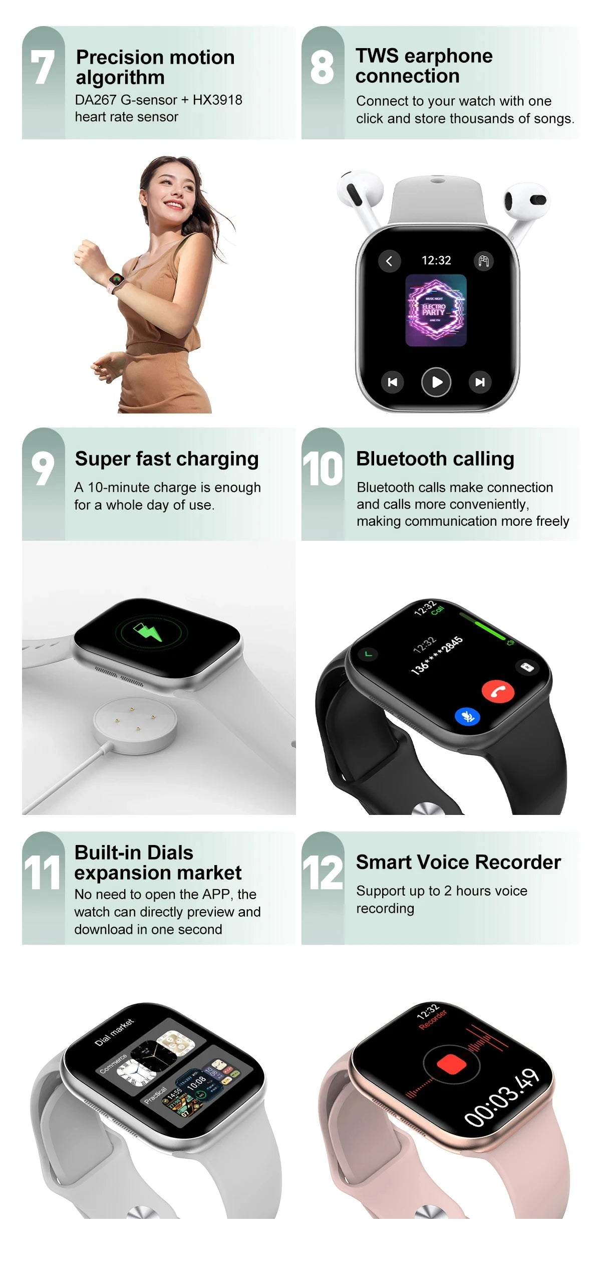 2025 Series 10 Watch 10 GPS Smart Watch Memory Music Video Bluetooth Call Heart Rate Waterproof NFC Smartwatch For Android IOS