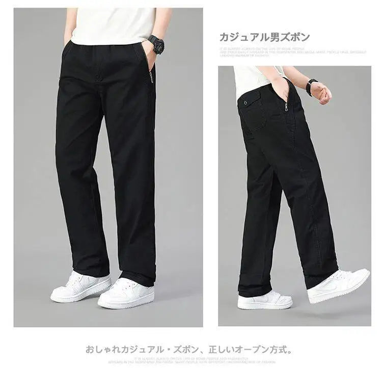 Big Size Men's Cargo Pants Casual Loose Straight Pants Cotton Long Trousers Zipper Pockets Mens Jogger Pants 5XL 6XL