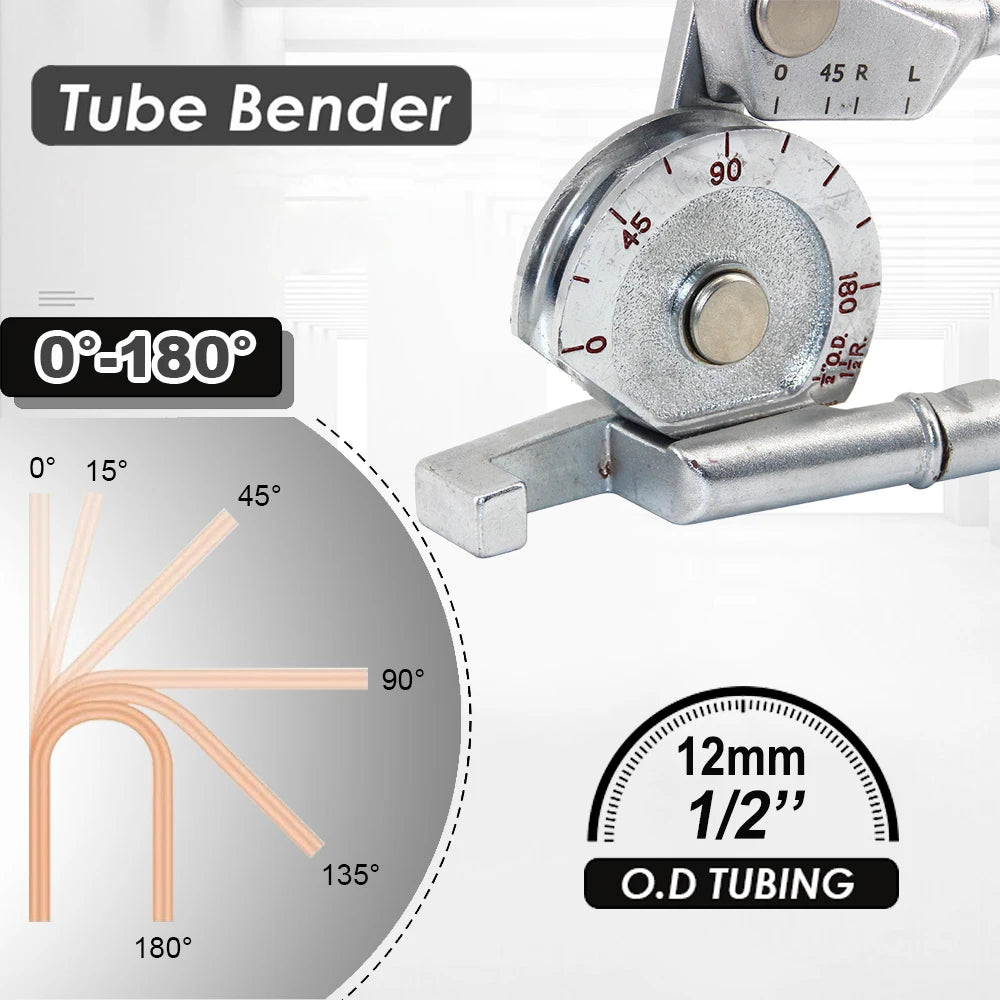 180 ° Heavy Duty Tube Bender 12mm/1/2'' O.D.TUBING 0-180 Degrees Pipe Bender and Tube Bending Manual Machine Tools