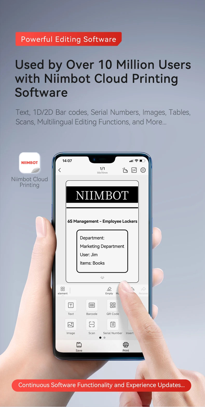 NIIMBOT M2 Portable Thermal Transfer Self-adhesive Label Printer Multi-function Label Making Machine Printer Without Ink