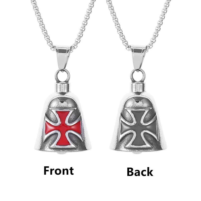 Biker Motorcycle Bell Necklace Charm Men\\\\'s Trend Jewelry Lucky Bell Pendant with Stainless Steel Chain