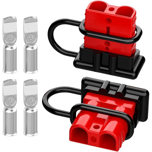 2PCS Anderson Connector 50A 6–12 Gauge 12V-36V Battery Quick Connect/Disconnect Connector Wire Harness Plug Kit Winch Wiring Kit