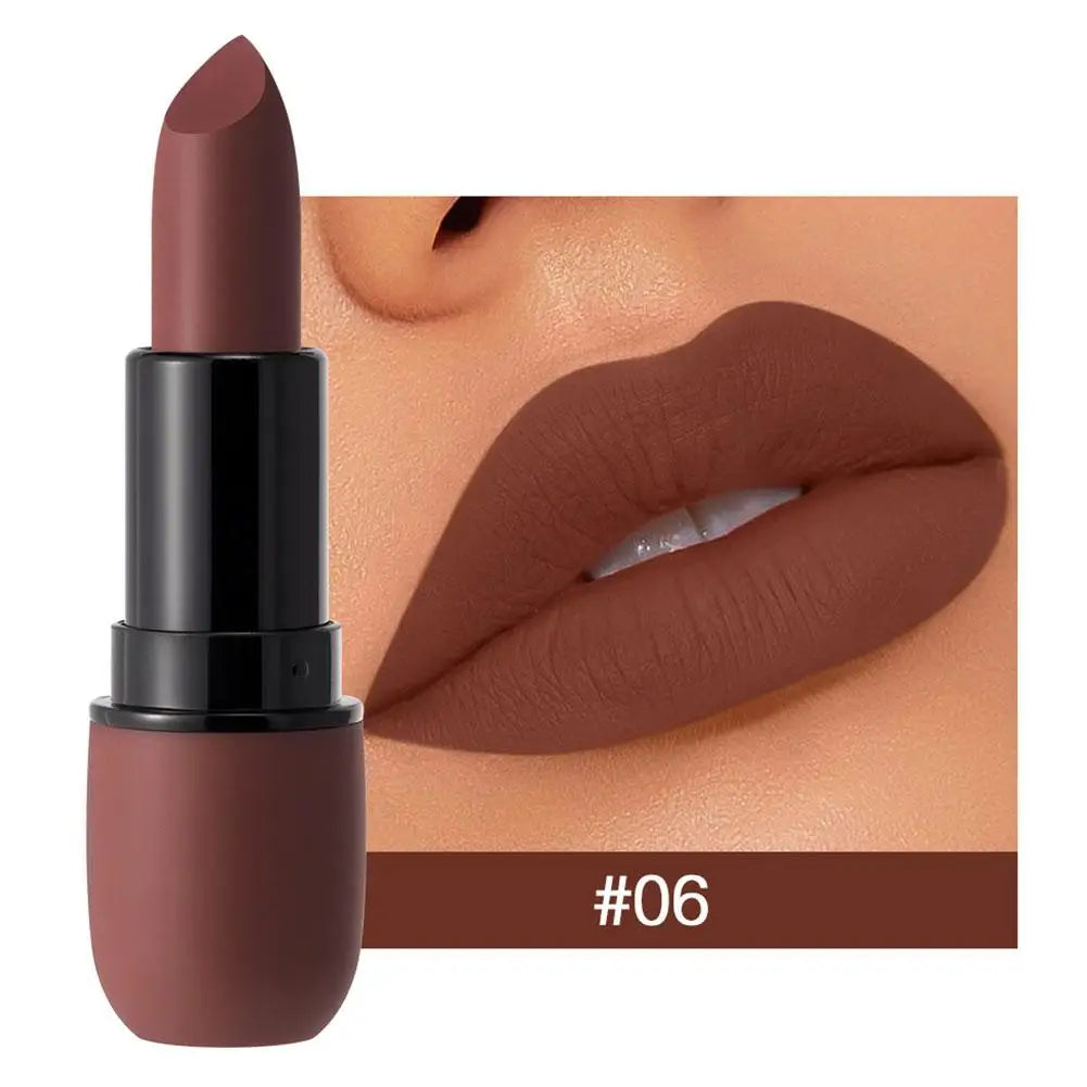 6-Color Matte Lipstick: Velvet Lip Color, Smooth, Waterproof, Long-Lasting Color Lip Makeup