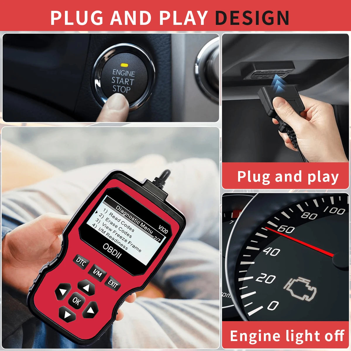 Advanced Car Diagnostic Scanner 2025 Model - Rapid Obd2 Fault Code Reader, Suitable for All Vehicles, a Professional Obdii Tool, Ergonomic Design, High-Quality Connector, Reliable Diagnosis, Compact and Compact, Suitable for