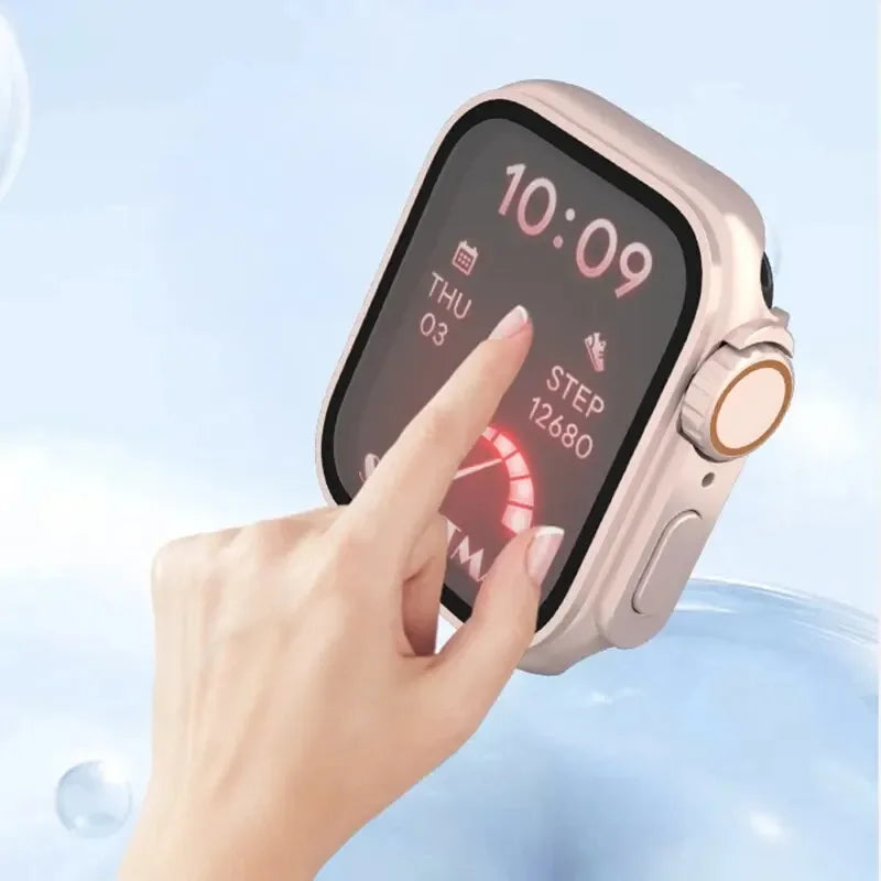 2PCS Case Glass+Case For Apple Watch 42 46 44 45 41 40mm Screen Protector Cover Change Ultra Bumper IWatch Series10 9 8 7 SE 6 5