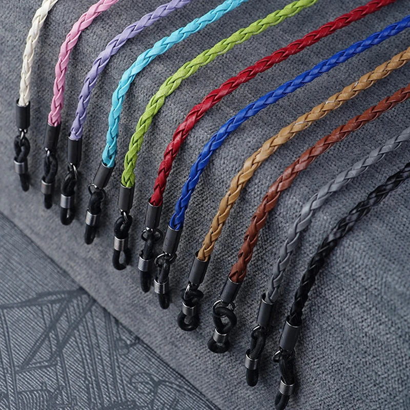 Thick Twist Sunglasses Leather Rope Chain Eyewear Braided Glasses Lanyard Strap Outdoor Sports Non-slip Eyeglass Accessories
