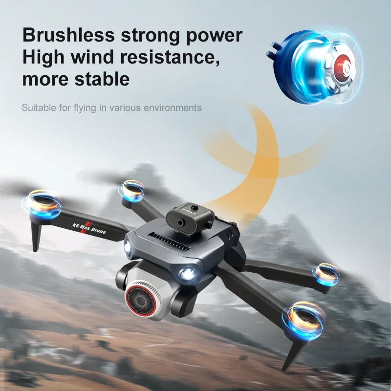 New K6 MAX LCD Screen Drone 8k Profesional HD Camera Brushless Obstacle Avoidance Photography Foldable Quadcopter Toys Gifts
