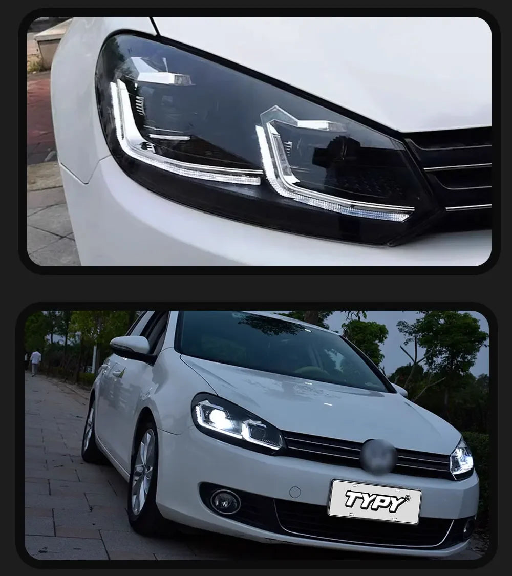 TYPY Car Headlights For Volkswagen Golf6 MK6 2009-2012 LED Car Lamps Daytime Running Lights Dynamic Turn Signals Car Accessories