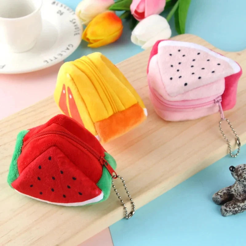 Cartoon Fruit Creative Plush Three-dimensional Coin Wallet Storage Bag School Bag Hanging Children's Holiday Gifts Cartoon Fruit