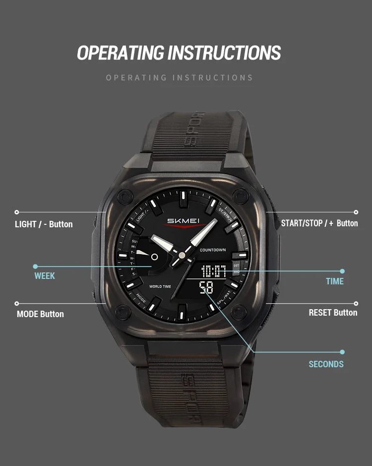 SKMEI 2328 New Original Sports Digital Electronic Watch Dual Display Multi Functional Men's Waterproof Clock relógios masculino