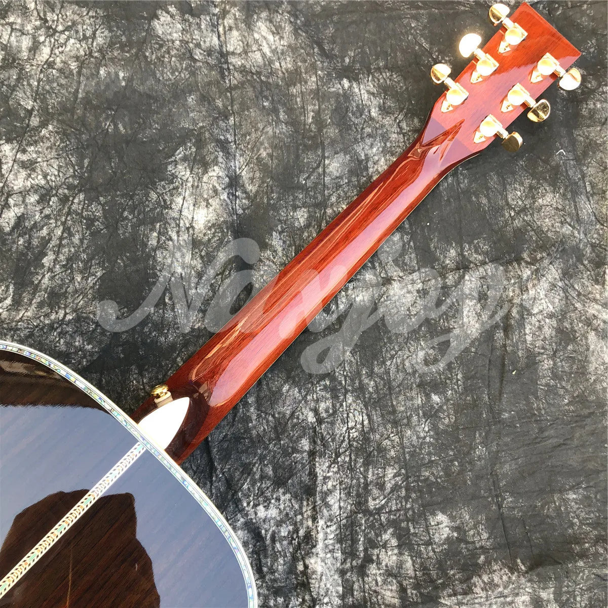 Solid Cedar Acoustic Guitar 40 Inches OM Type 45 Model Rosewood Body Abalone Inlays Ebony Fingerboard Guitarra