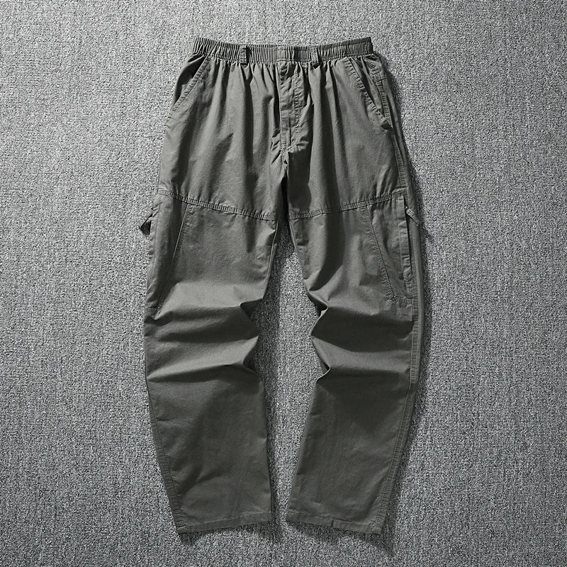 Men Trousers Casual Jogger Pants Elastic Waist Long Pants Zipper Pockets Cotton Overalls High Quality Work Pants