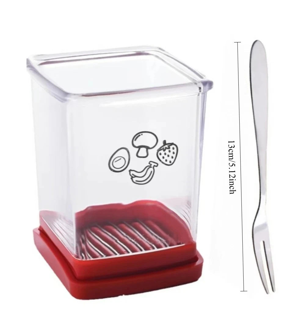 Strawberry Slicer - Fruit Slicer with Container - Pro Soft Food Chopper - Detachable Fruit Cutter Chopp gadget