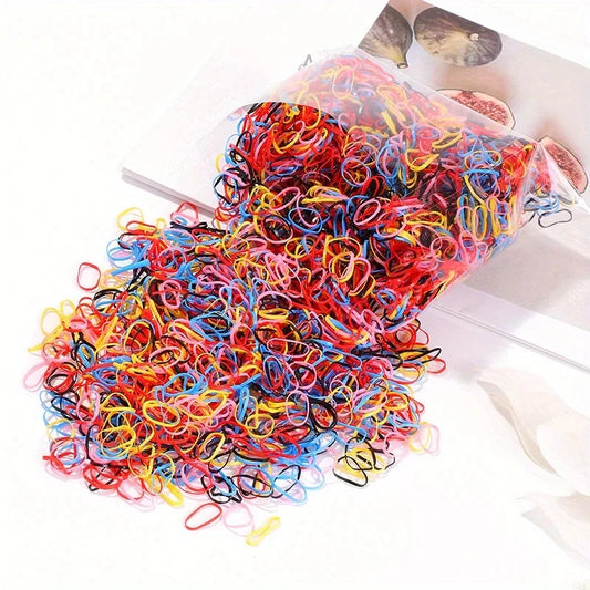 2000 Piece Pack Children's High Elasticity Rubber Band Hair Rope Colored Hair Accessories Girls Ponytail Hairband Gift