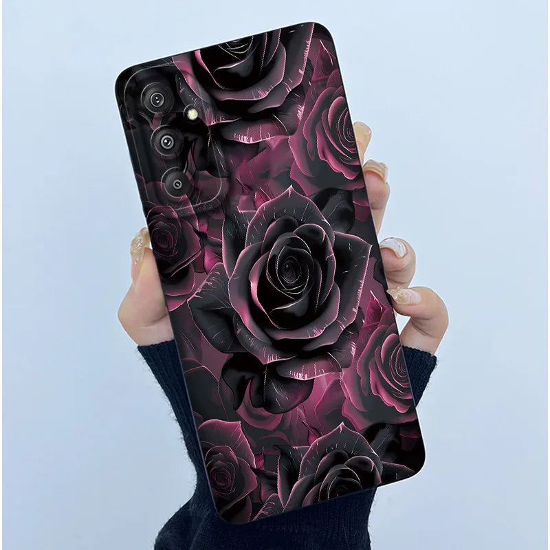 For Samsung Galaxy M34 M35 5G F34 5G Simplicity Flowers Liquid Shockproof Silicone Soft Phone Cover For SamsungM34 5G Case