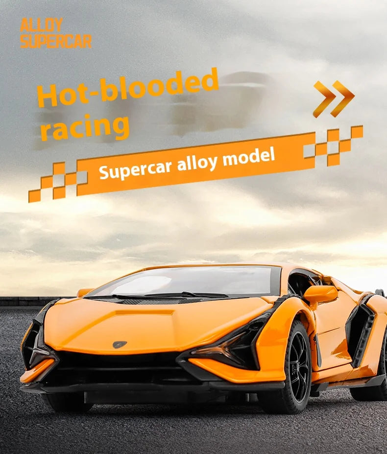 1:32 Lamborghini Alloy Model - Sound & Light, Pull-Back Action, Gift for Kids & Car Fans