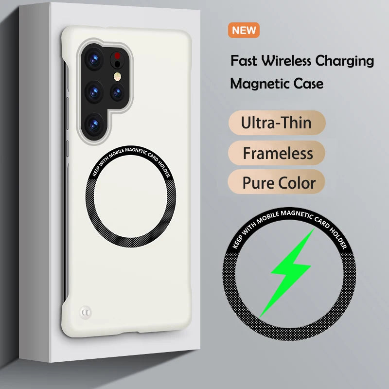 Ultra Slim Magnetic Frameless Solid Color Phone Case for Samsung S26 S25 FE Edge S24 S23 S22 S21 FE Plus Ultra Magsafe Cover