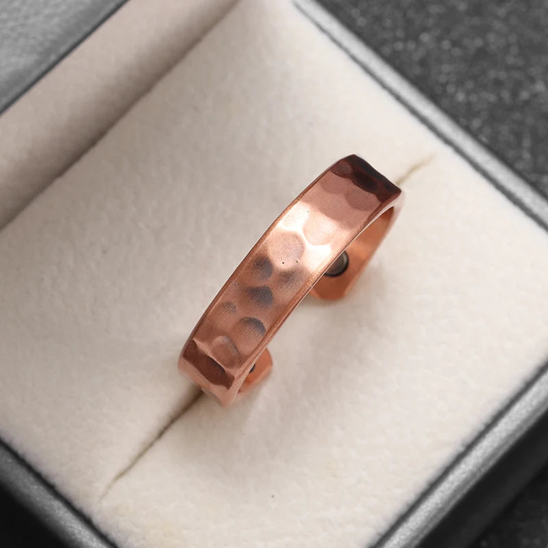 High Quality Fashionable and Creative Concave and Convex Magnetic Red Copper Opening Adjustable Ring Jewelry for Men and Women