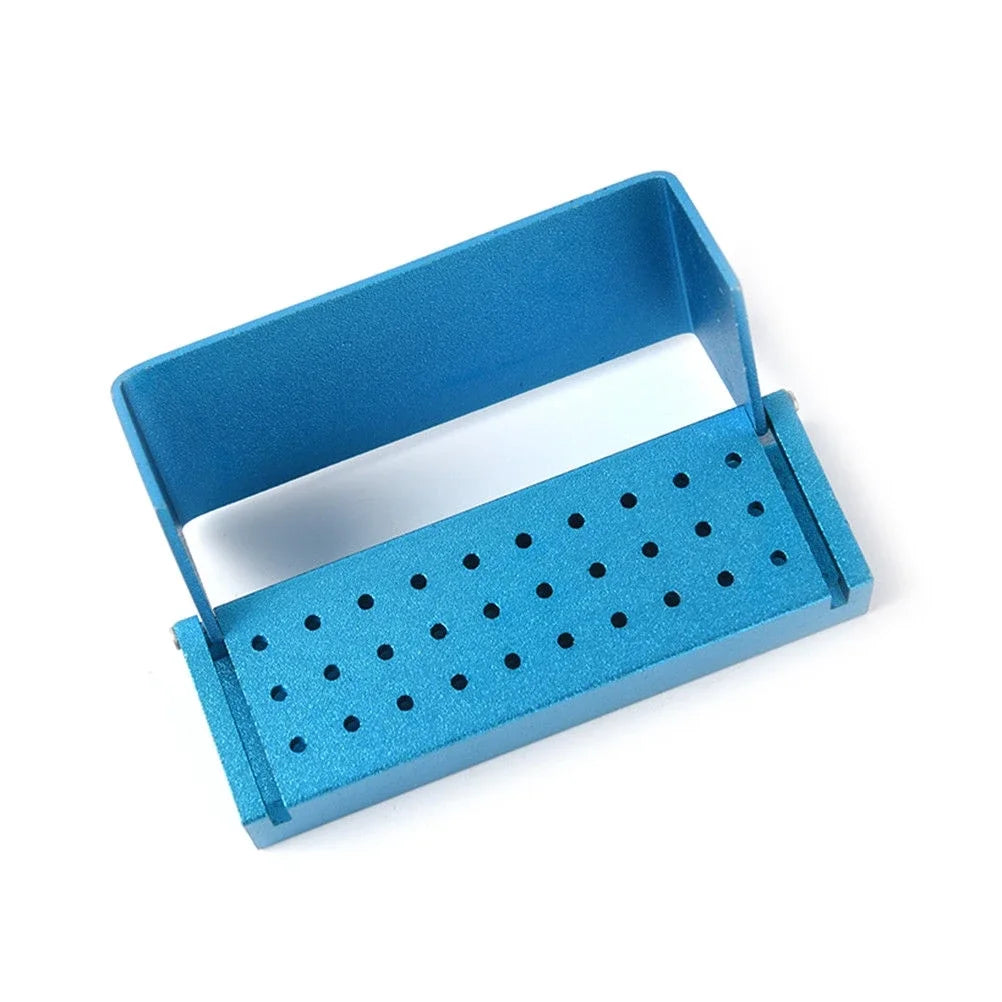 30 Holes Dental Opening Bur Burs Holder Block Disinfection Box Autoclave FG1.6mm