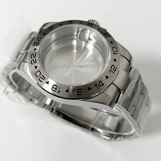 39mm EXP 24 Hours Fixed Bezel NH34 NH35 NH36 NH38 Sapphire Glass Watch Case Solid Bracelet Stainless Steel ETA2824 PT5000 Case