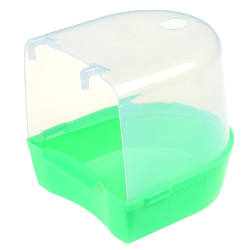 Plastic Bird Water Bath Box Bathtub Parrot For Parakeet Hanging Bowl