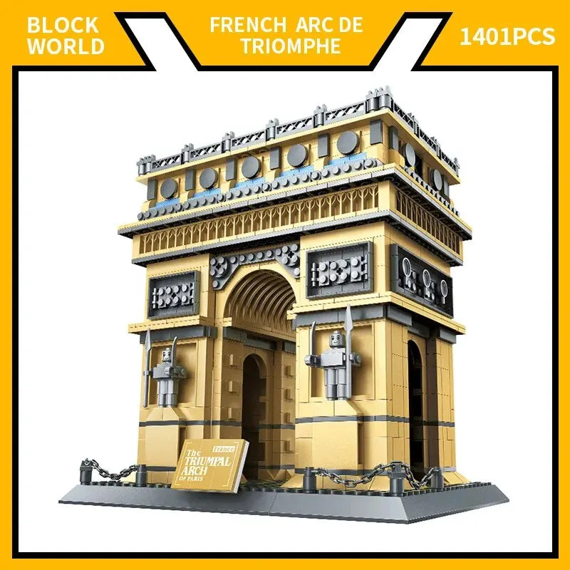 1401pcs World Famous Architeture Model Building France Arc De Triomphe Block and Miniture Action Figurines Toy for Kid Gift