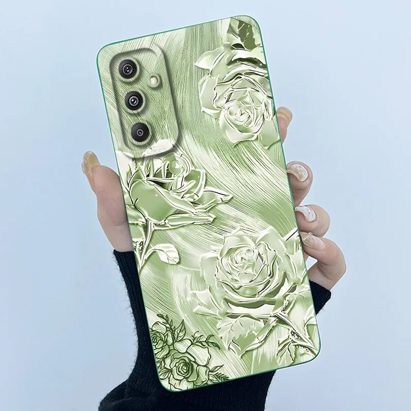 For Samsung Galaxy M34 M35 5G F34 5G Simplicity Flowers Liquid Shockproof Silicone Soft Phone Cover For SamsungM34 5G Case