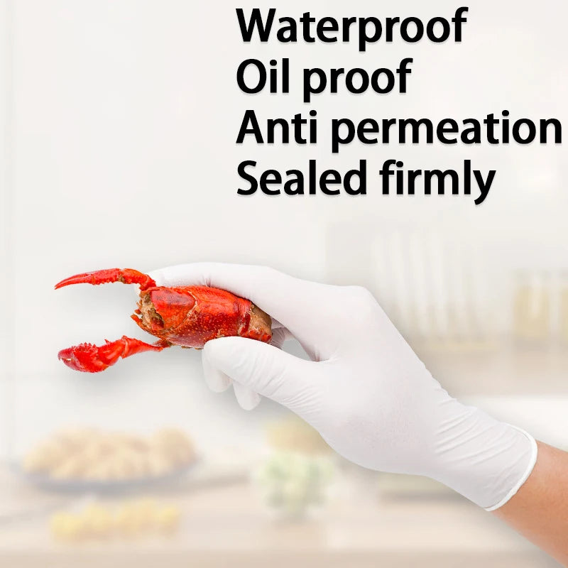 20/50/100/200/400/1000 pcs disposable white nitrile gloves, suitable for cleaning, nail art, and household kitchen tools