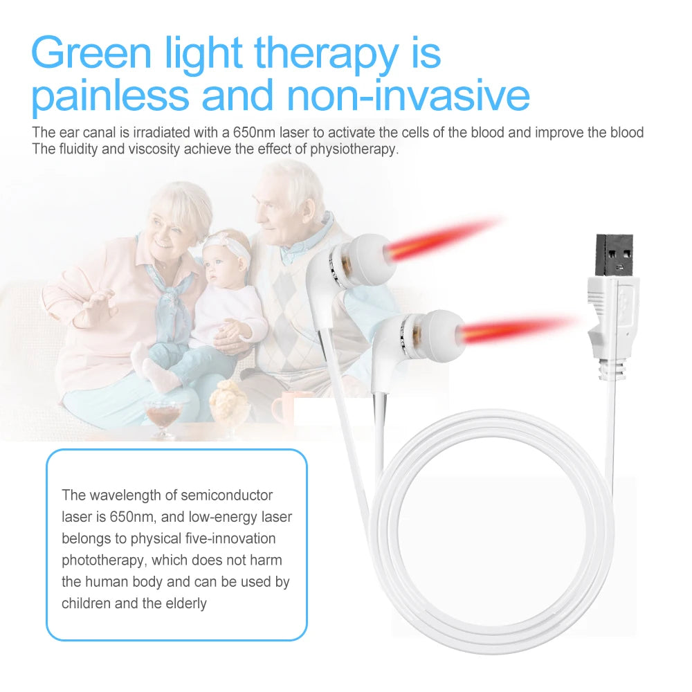 650nm LLLT Laser Therapy Rhinitis Sinusitis Tinnitus Ear Irradiation Laser Physiotherapy Earplug Otitis Media Deafness Treatment