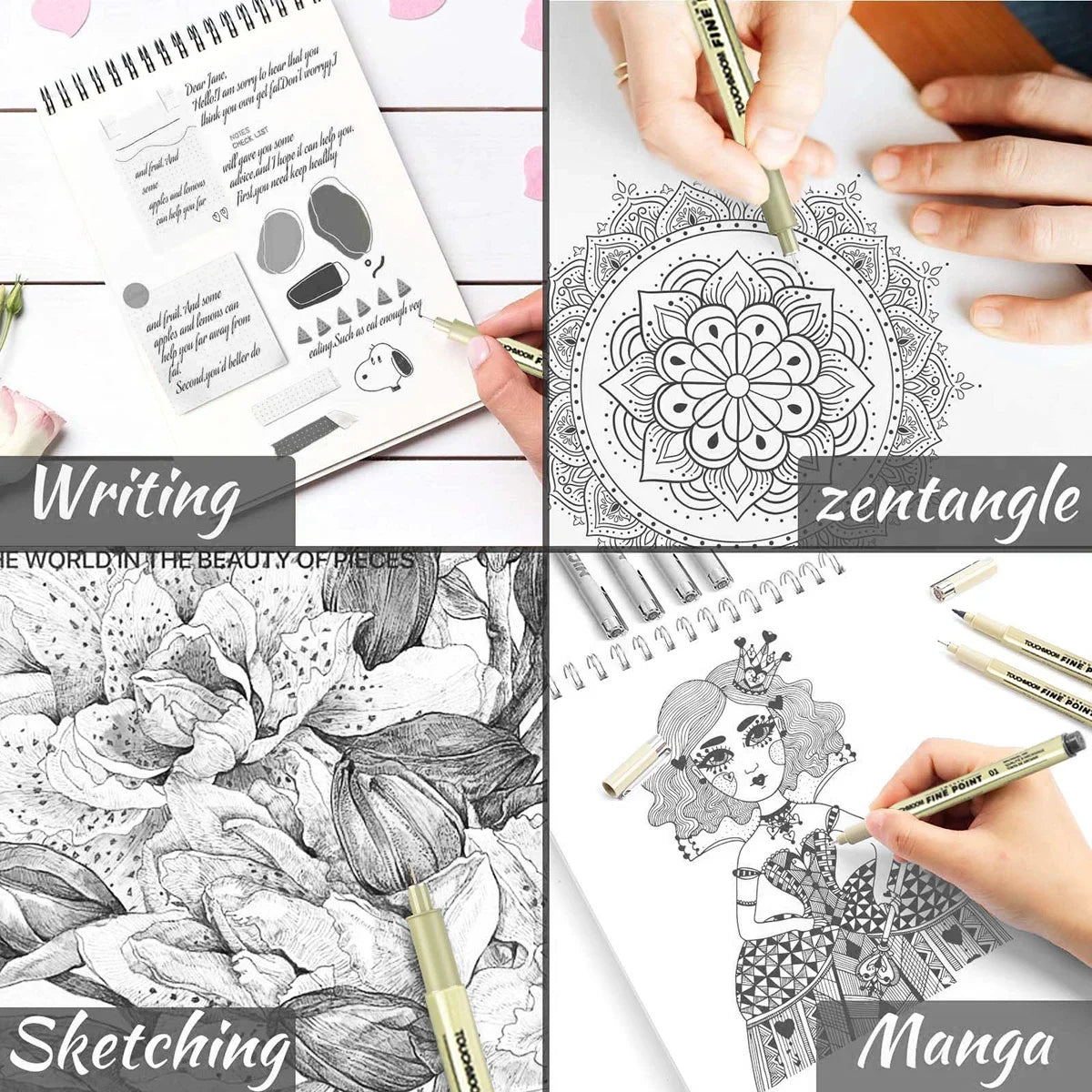 6-12Pcs/Set Hook Needle Pen Hand-painted Fineliner Sketch Pen Student Study Office Supplies Special Stationery Art Supplies