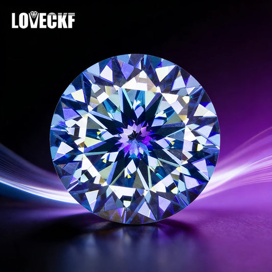 Klein Blue Round Plum Blossom Cut Moissanite Stone 1.0-3.0ct VVS1 GRA Certified Moissanita Lab Diamond Pass Diamond Tester