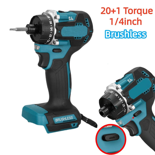 1000W Cordless Electric Screwdriver 20+1 Torque 1/4inch Brushless Electric Drill Power Tool for Makita 18v Battery 280N.m