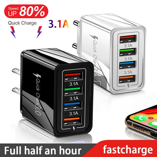 USB Charger Quick Charge 3.0 Tablet Portable Adapter For iPhone14 13 12 11 Pro Max Wall Mobile Charger EU/US Plug Fast Charger