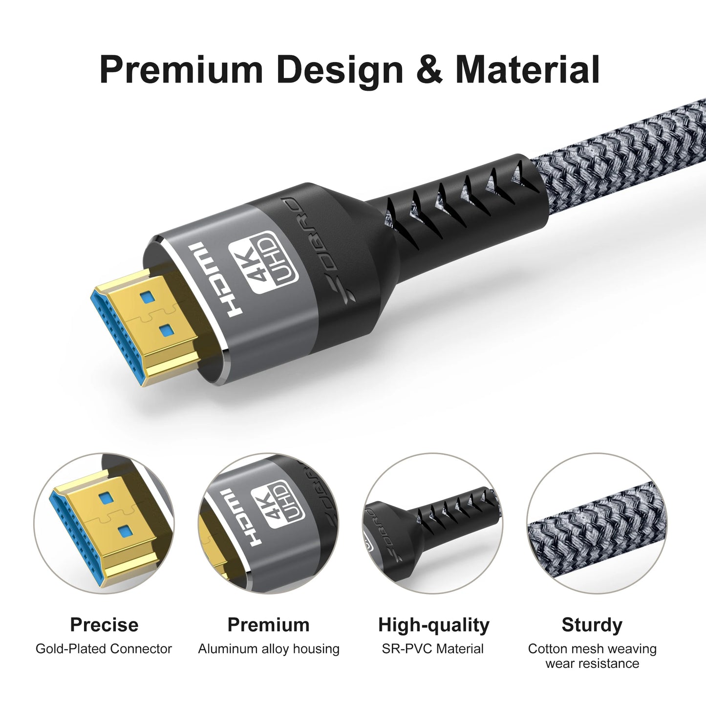 HDMI-compatible Cable HDMI 2.0 4K 60HZ HDMI Cable 6.6FT，18Gbps High Speed2.0 Braided Cord Compatible TV PS3/4 Projector 1m 2m 3m