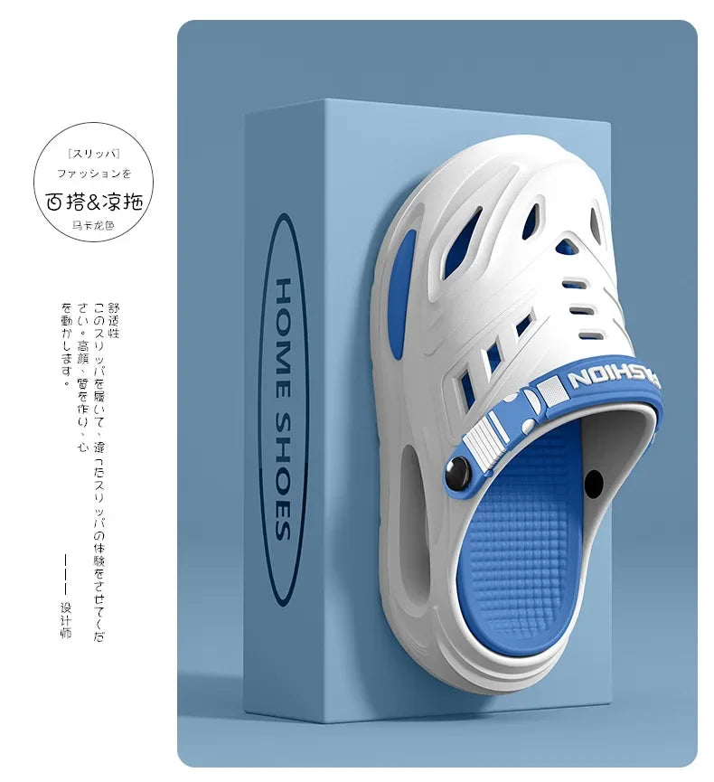 Arch support, anti slip, soft sole, wear-resistant cool slippers for wearing, thick sole breathable odor proof summer hole shoes