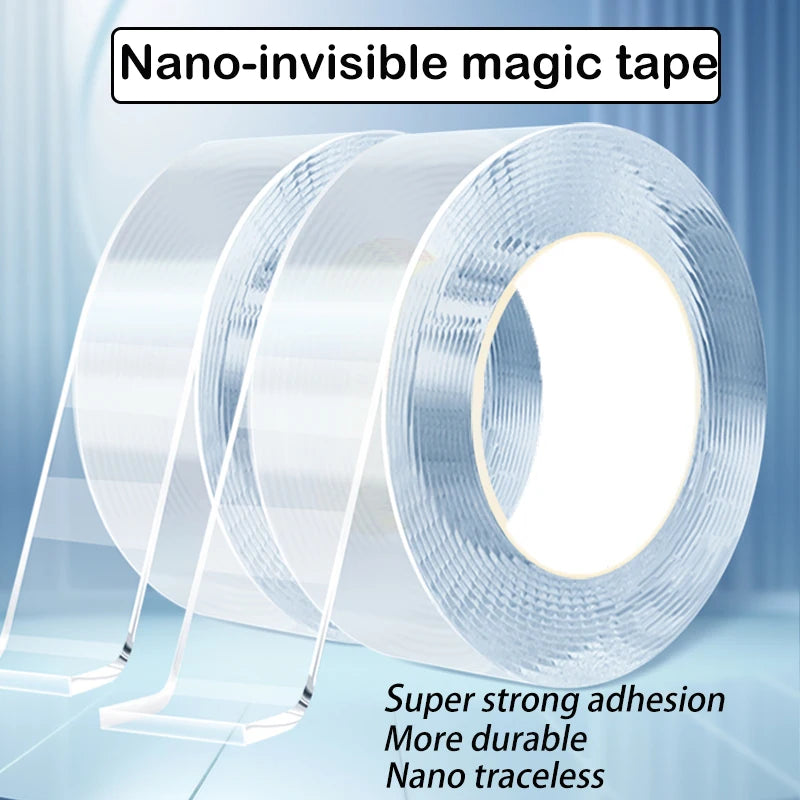 Transparent Nano Tape Waterproof Double Sided Reusable Adhesive Strong Tapes Cleanable Kitchen Bathroom Supplie