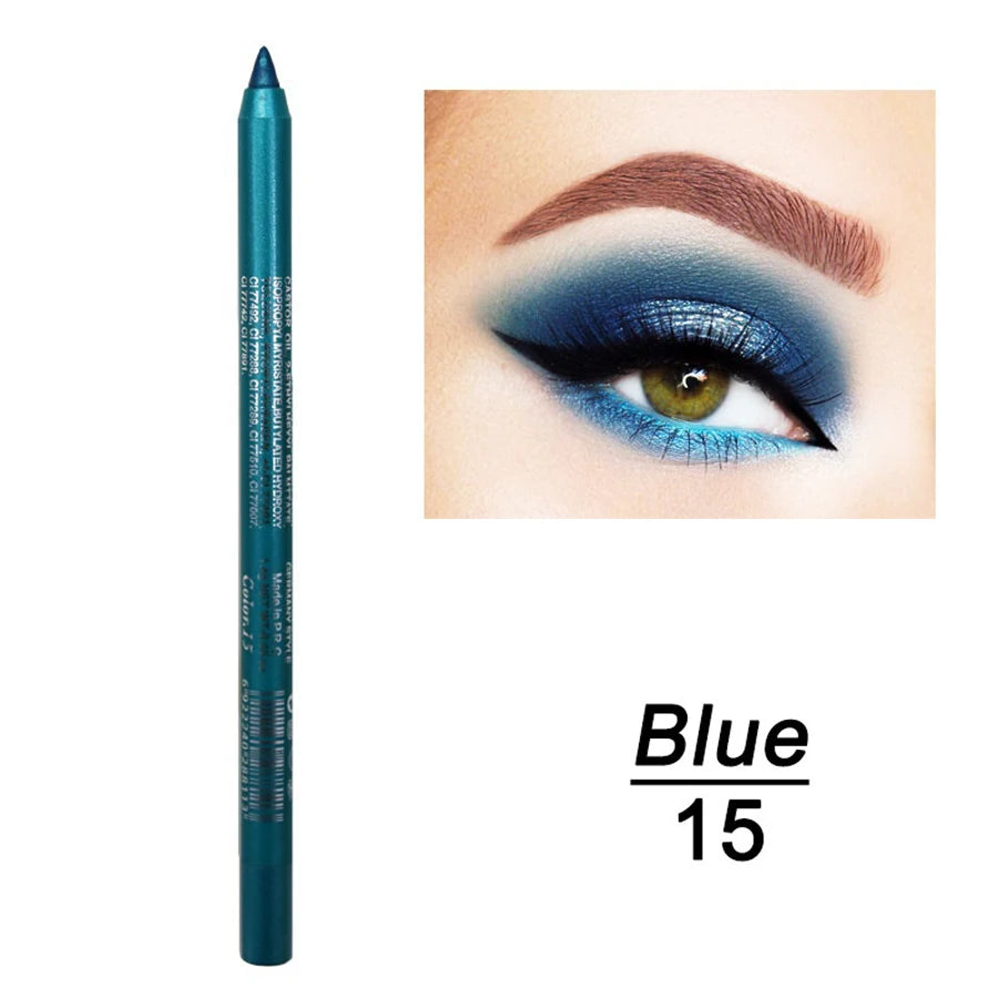 14-Color Colourful Eyeliner Pen, High Pigmented Pearly Glitter ShimmerMetallic Finish, Smokey Punk Gothic Style Eyeliner, Long L