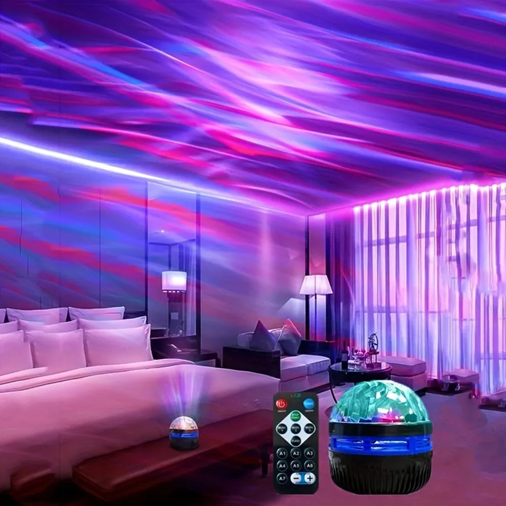 LED Starry Galaxy Projector Light RGB Smart Remote Control Star Aurora Lamp KTV USB Powered Auto Rotating for Home Bedroom Decor