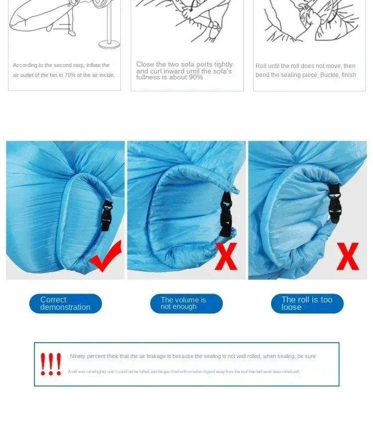 2024 Hot Outdoor Tik Yin Network Red Air Lazy Inflatable Sofa Bag Portable Camping Sofa Mattress Music Festival Concert Recliner