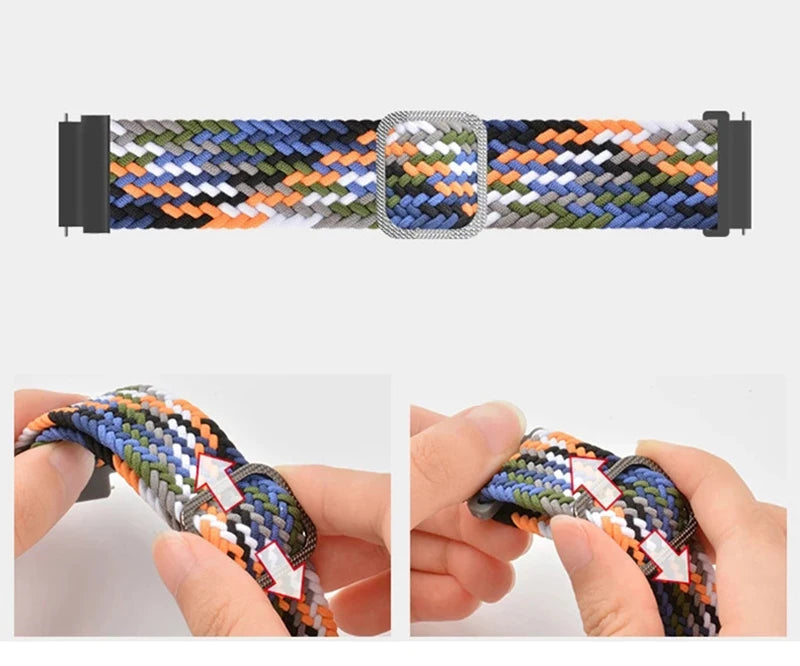 20mm 22mm Elastic Band For Samsung Galaxy Watch 7/6/5/4/FE Active 2 Gear S3 Braided Nylon Strap For Huawei Watch GT 5/4/3/2 46mm
