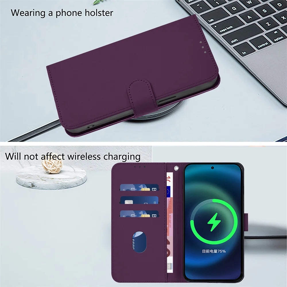 Flip Leather Phone Case for VIVO V40 V40e V40 SE V50 V50e V60 Lite T4X T4 T3X T2 Case Pinkycolor Wallet Back Cover