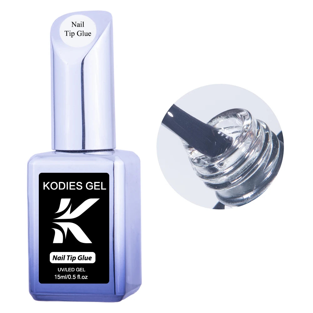 KODIES GEL Nail Tips Glue Adhesive Gel Extra Strong Hold Glue for Fake Press On Nails Semi Permanent UV Cured Acrylic Gel Bonder
