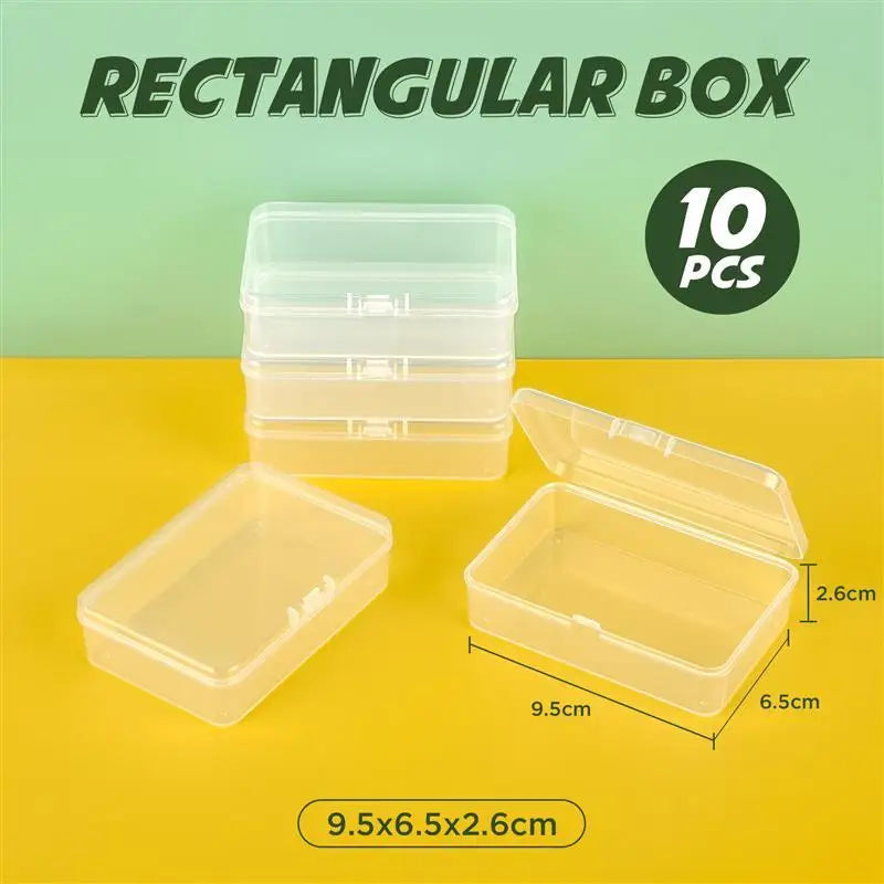 10Pcs PP Storage Box Mini Transparent Plastic Case Container Square Rectangle Packaging Box For Jewellry Beads Small Items