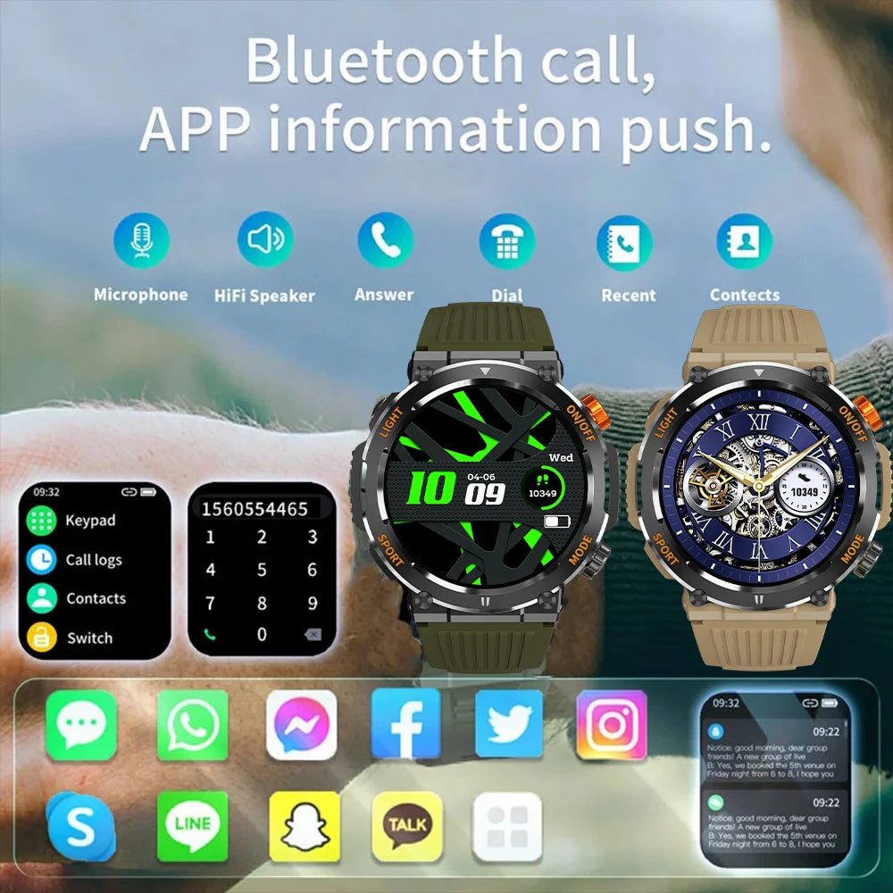 2024 New Compass Watch For Men Smart Watch Sports Fitness Watch IP67 Waterproof Smartwatch Men Bluetooth Call Full Touch Screen